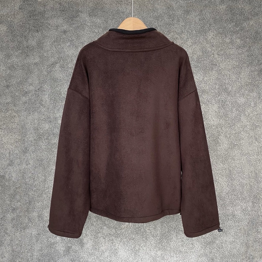 Miu Miu Cotton Fleece Zipper Jacket Brown, Size XS/S/M