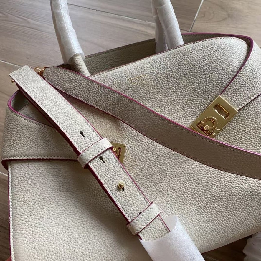 Ferragamo Medium Hug Handbag in Black or White (12.5 x 8 x 6 in)