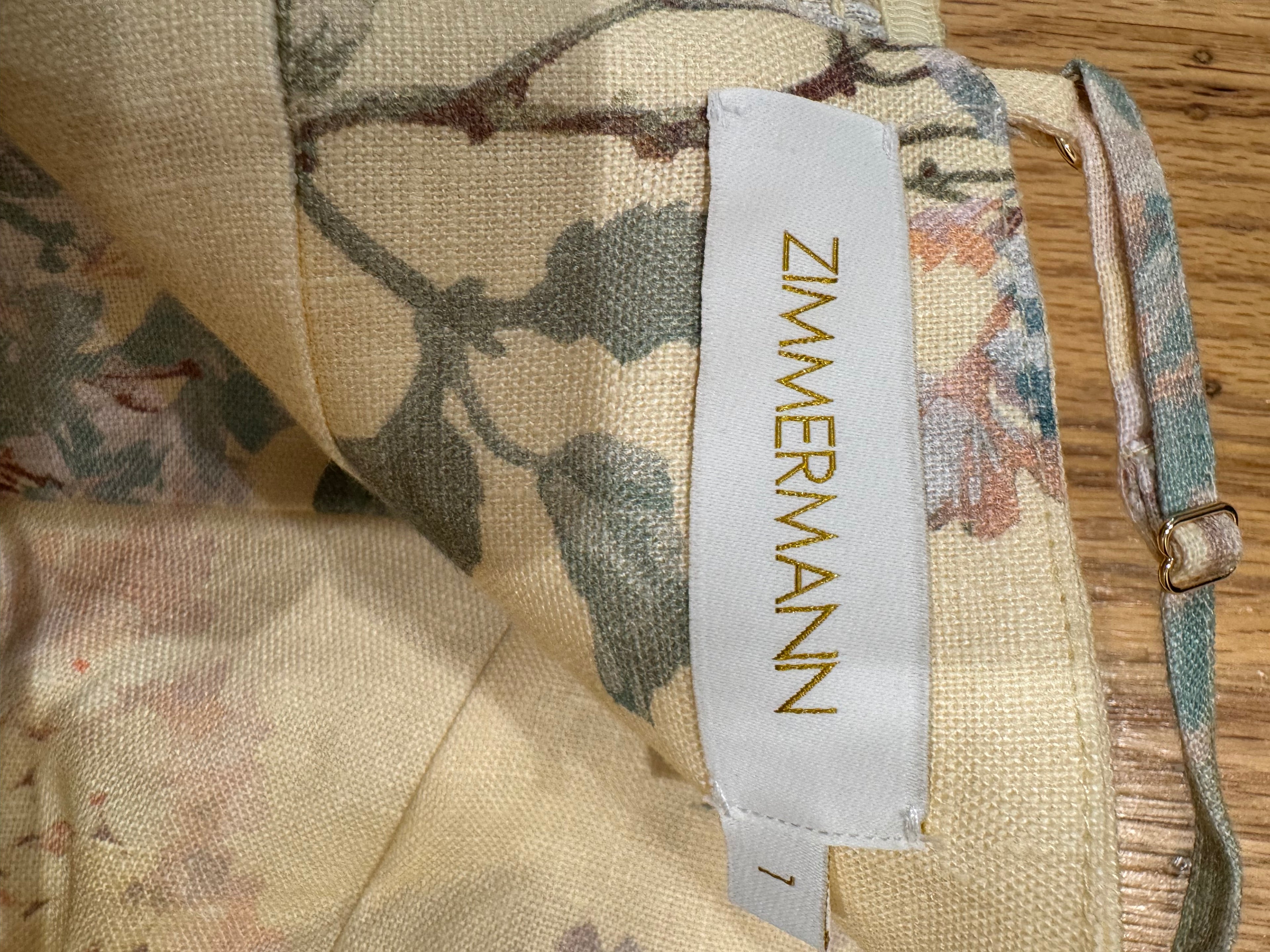 Zimmermann Floral Linen Midi Dress in Yellow, Size AU 0P/0/1/2/3