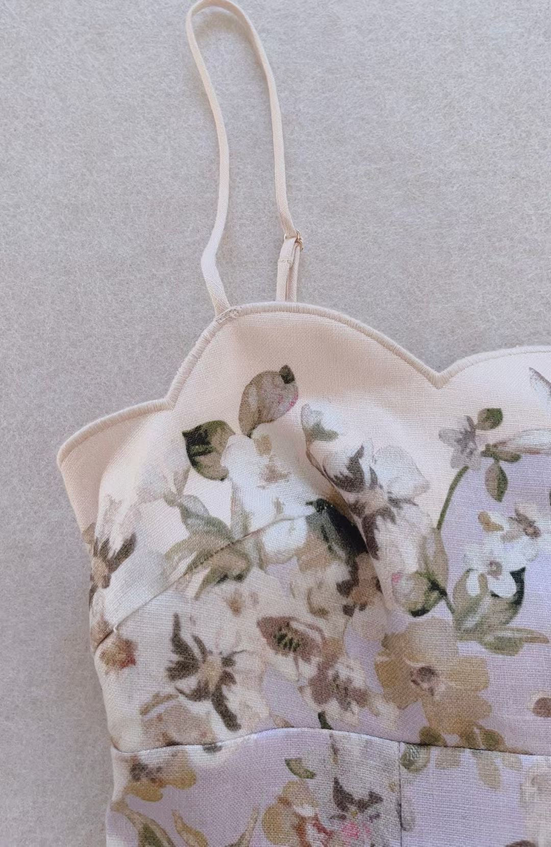 Zimmermann Floral Linen Midi Dress, Size AU 0/1
