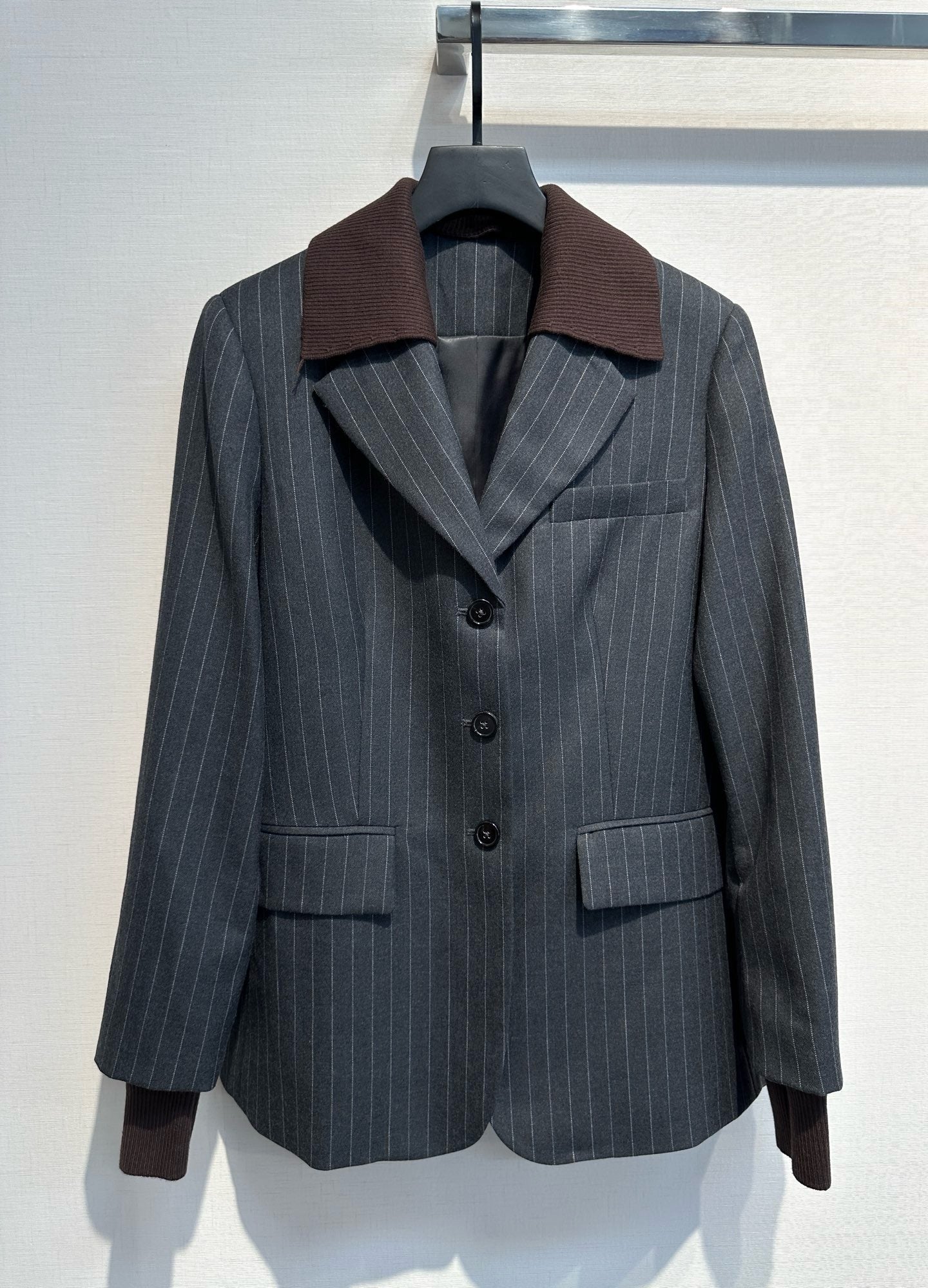 Miu Miu Pinstripe Single-Breasted Blazer Jacket & Pants Set, Size 36/38/40