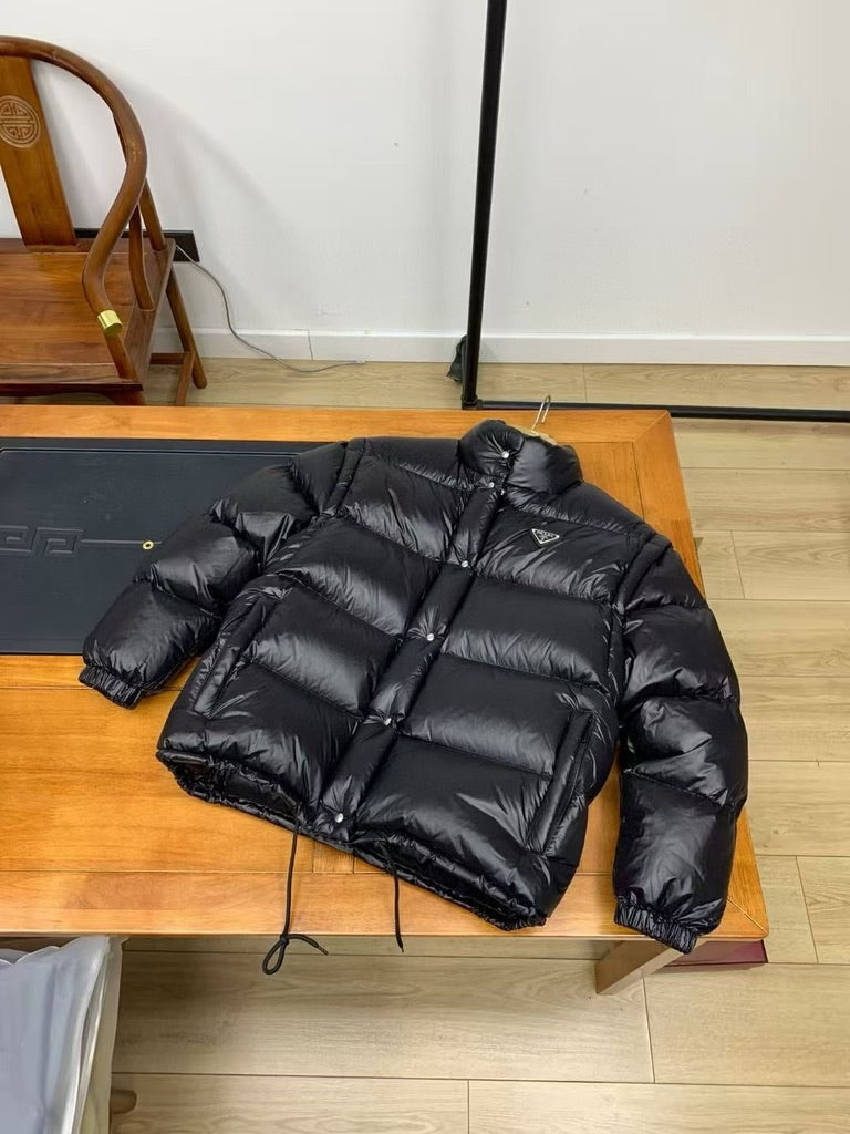 Prada Re-Nylon Convertible Down Jacket, Size 36/38/40/42
