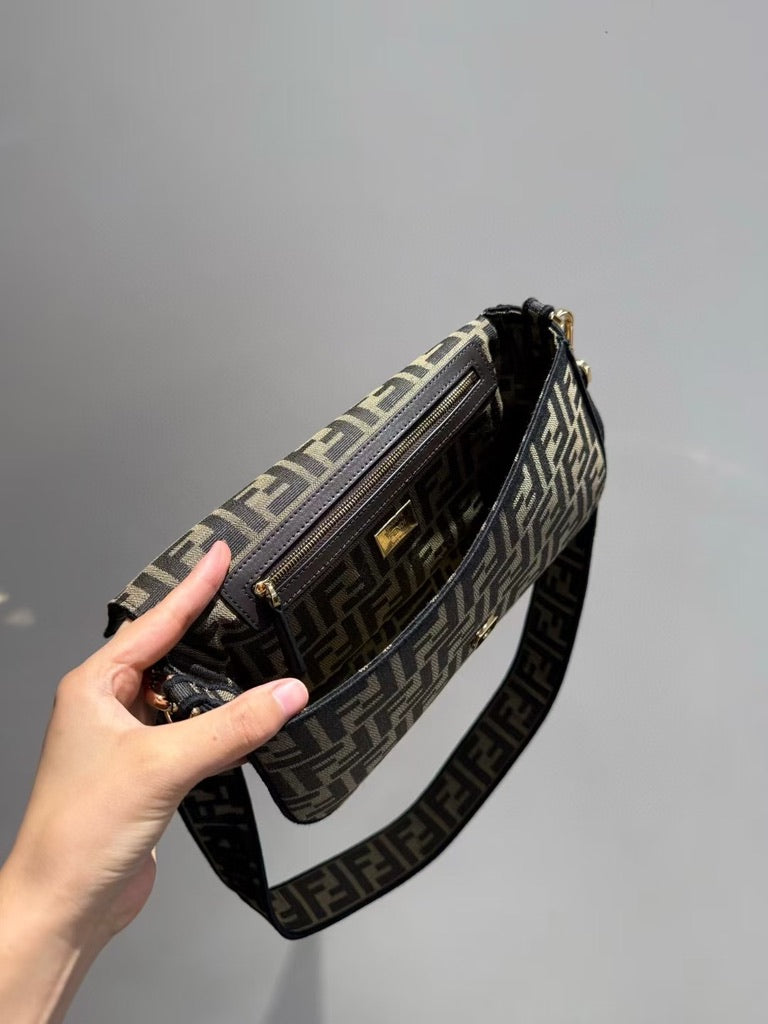 Fendi Medium Size Baguette Fabric Brown