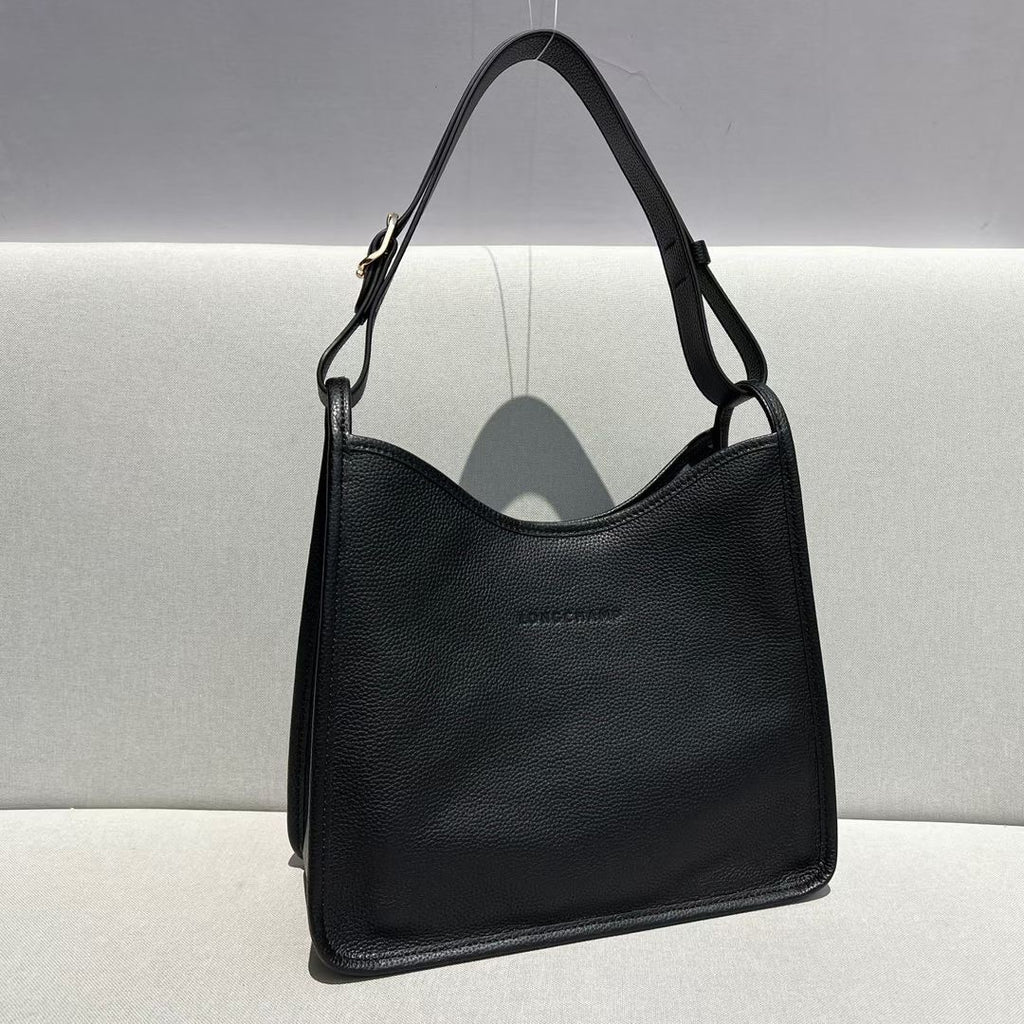 Longchamp Medium Le Foulonne Shoulder Bag in Black
