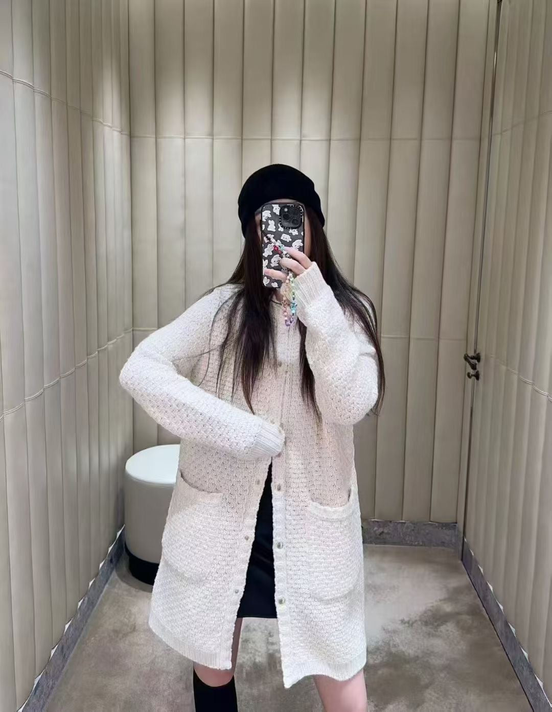 Moncler Padded Wool & Cotton Long Cardigan, Size 0/1/2/3