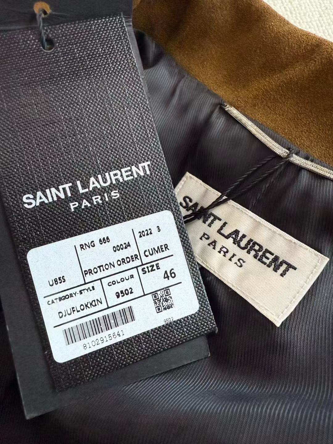 Saint Laurent Suede Leather Jacket, Size 46/48/50/52/54/56
