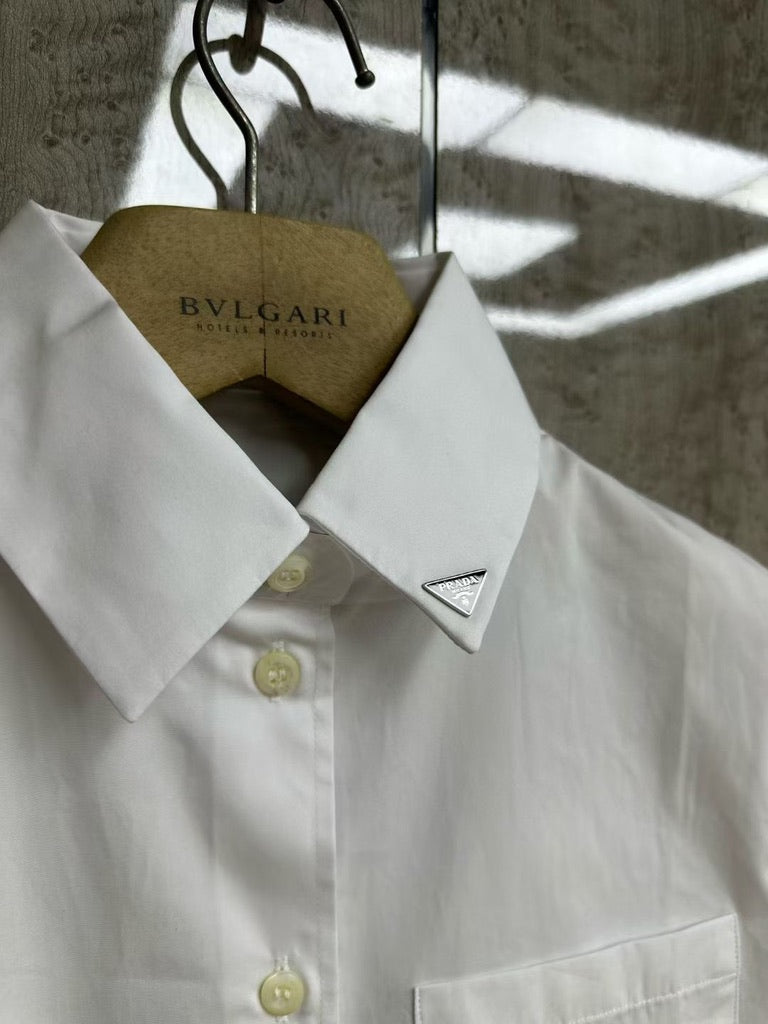 Prada Women White Cotton Poplin Dress Shirt, Size FR 36/38/40/42