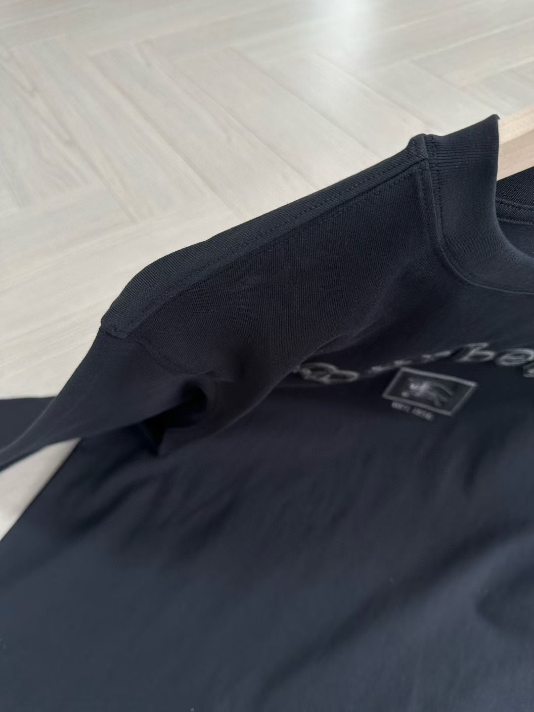 Burberry Long Sleeve Gothic Logo Cotton T-Shirt in Black