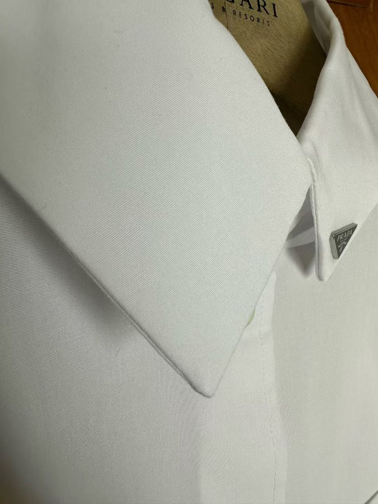 Prada Women White Cotton Poplin Dress Shirt, Size FR 36/38/40/42
