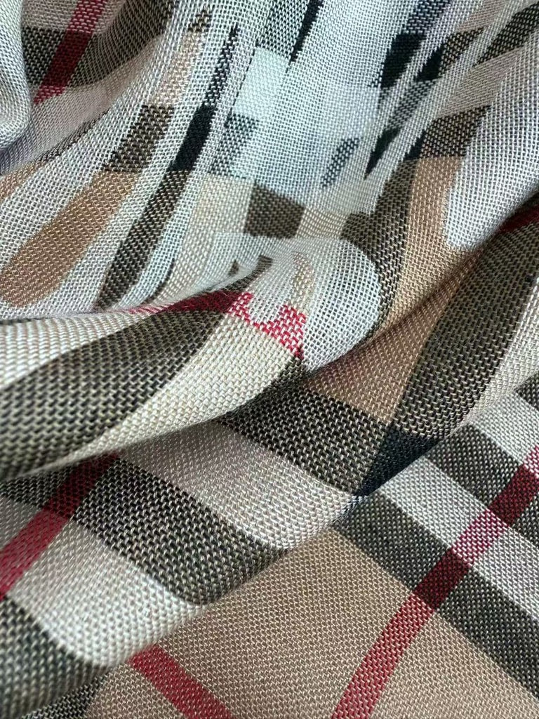 Burberry Wide EKD Check Wool Scarf in Sand (79 x 26 in)