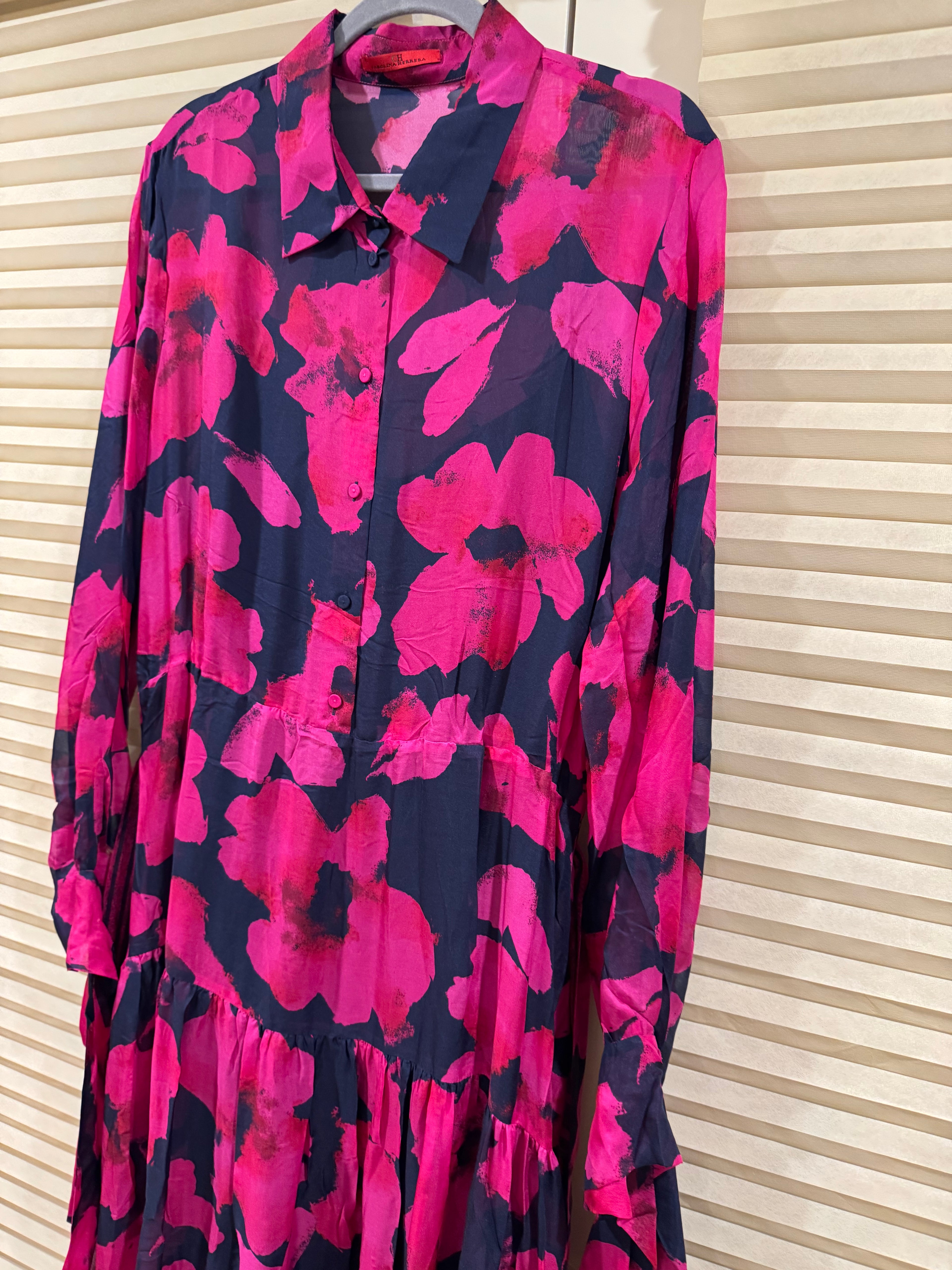 CH Carolina Herrera Silk Floral Belted Maxi Dress, Size XS/S/M/L/XL