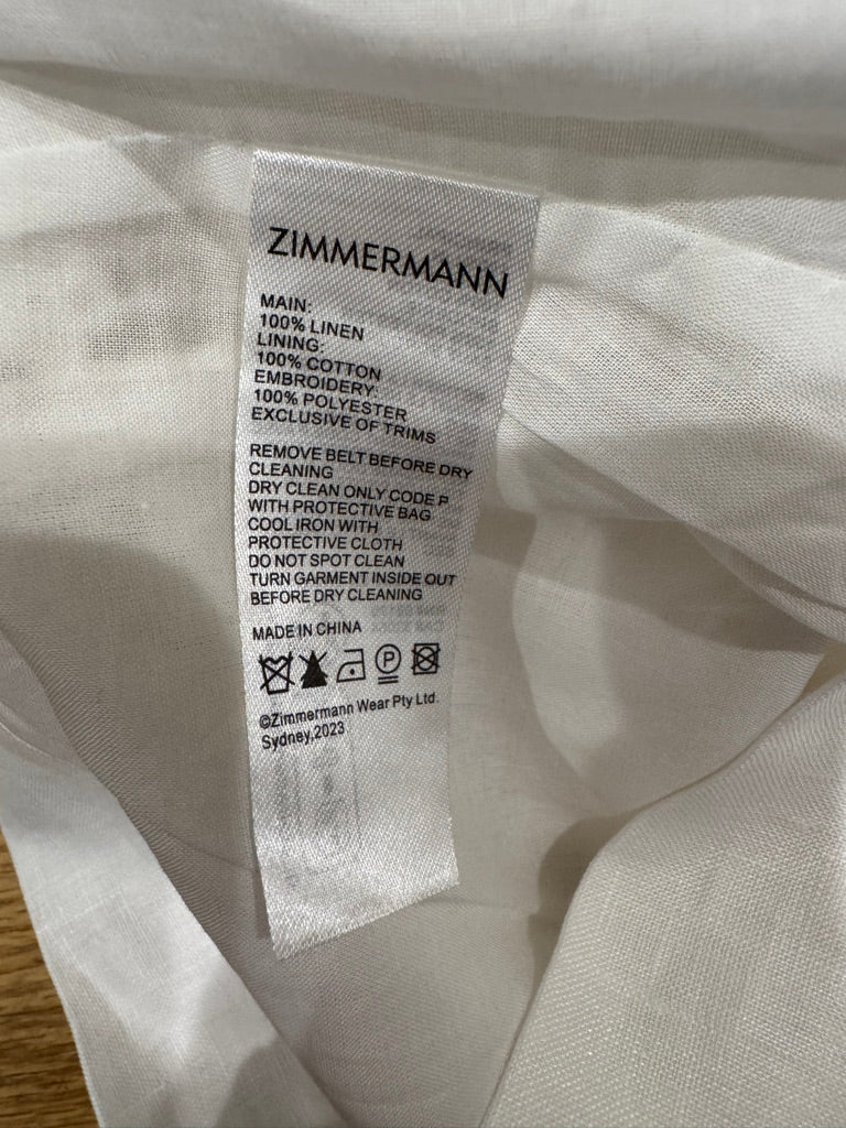 Zimmermann Linen Cami and Shorts Set in White, Size AU 0/1