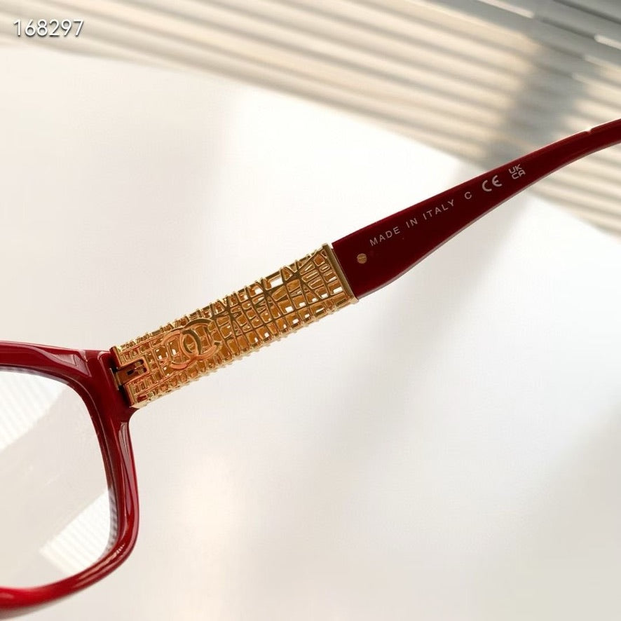 Chanel Cate Eye Optical Glasses in Red/Black/Brown CH3477