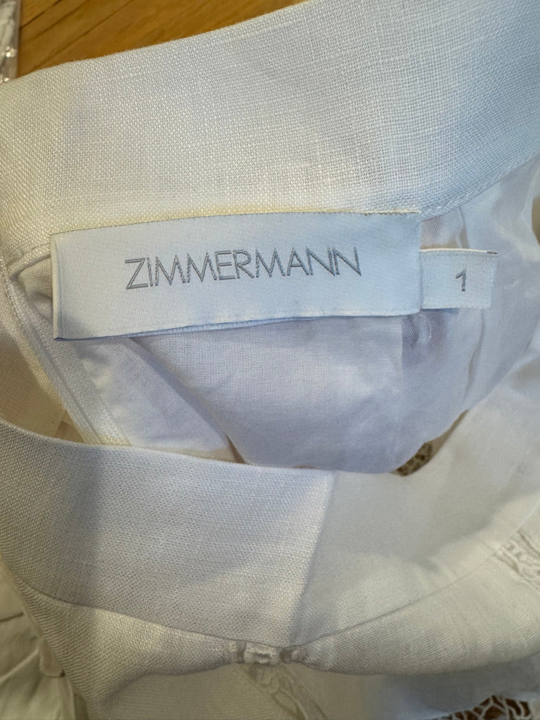 Zimmermann Linen Cami and Shorts Set in White, Size AU 0/1