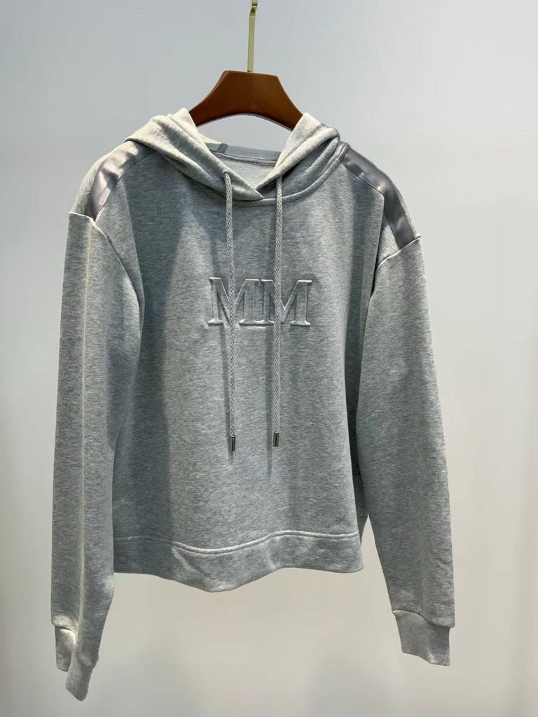 Max Mara MM Hooded Sweatshirt & Pants Set in Gray/Black/White, Size S/M/L