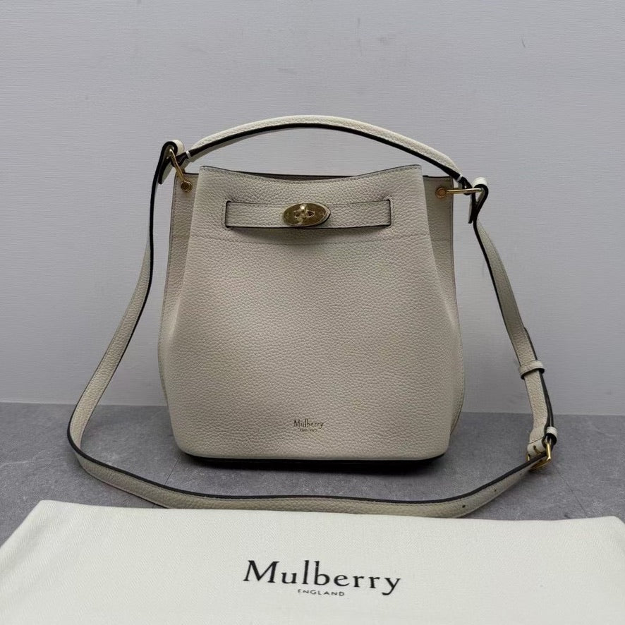 Mulberry Islington Small Bucket Bag in Ivory/Black/Brown (8.5 x 9 x 5 in)