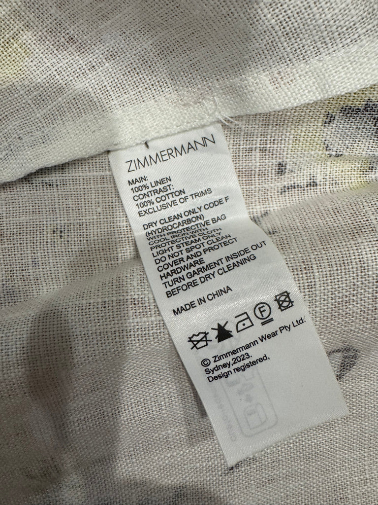 Zimmermann Lace Trim Floral Linen Sundress, Size AU 1/2