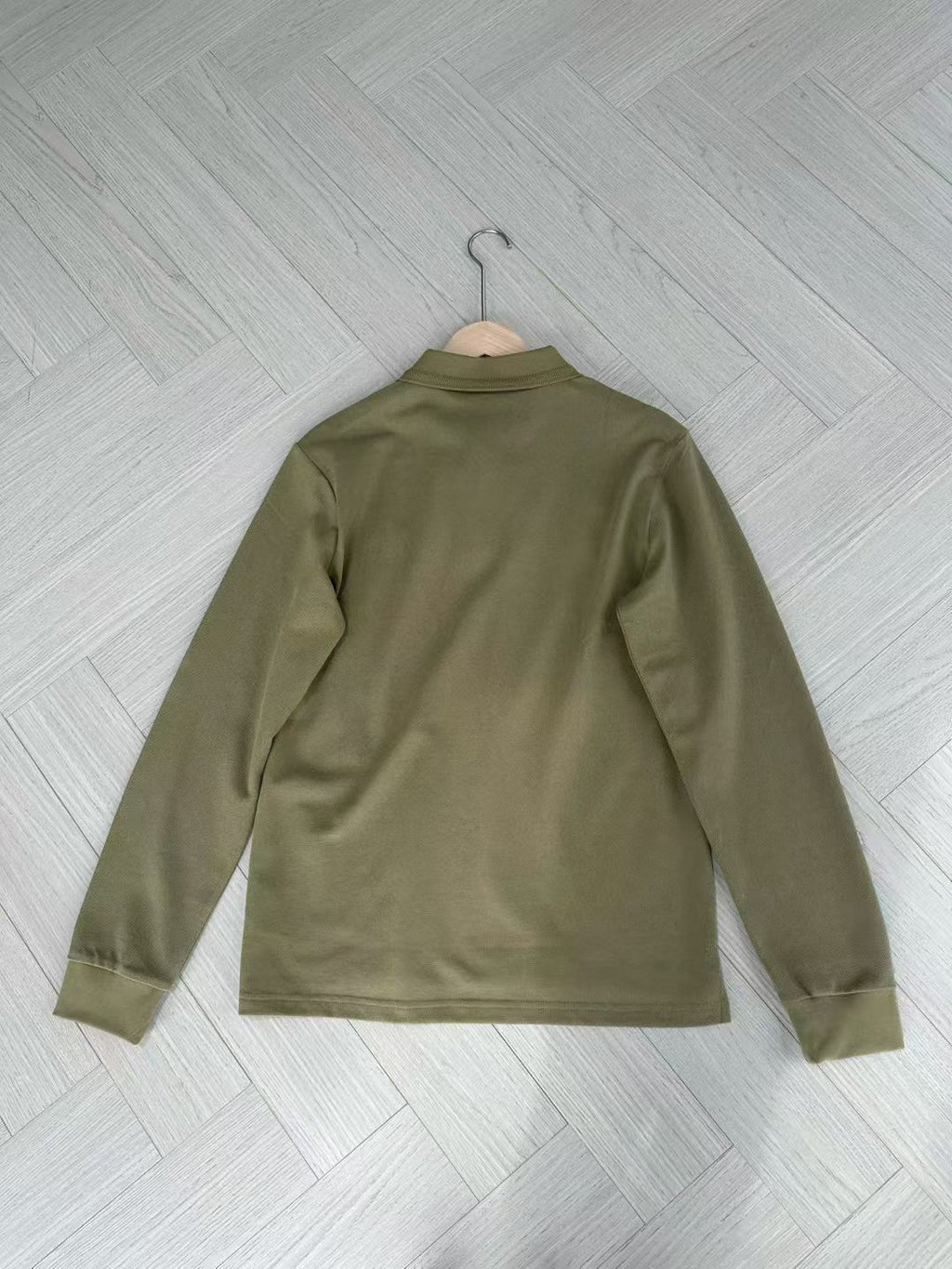 Burberry Long Sleeve Cotton Polo Shirt in Green/White/Blue, Size S/M/L/XL/XXL