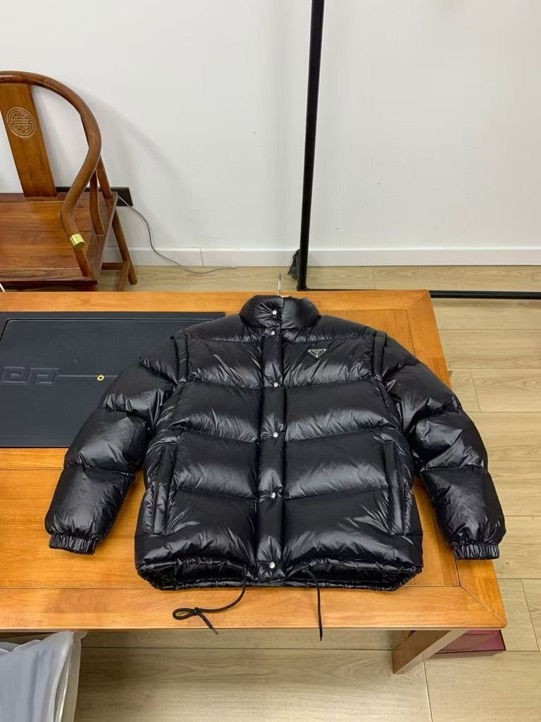 Prada Re-Nylon Convertible Down Jacket, Size 36/38/40/42