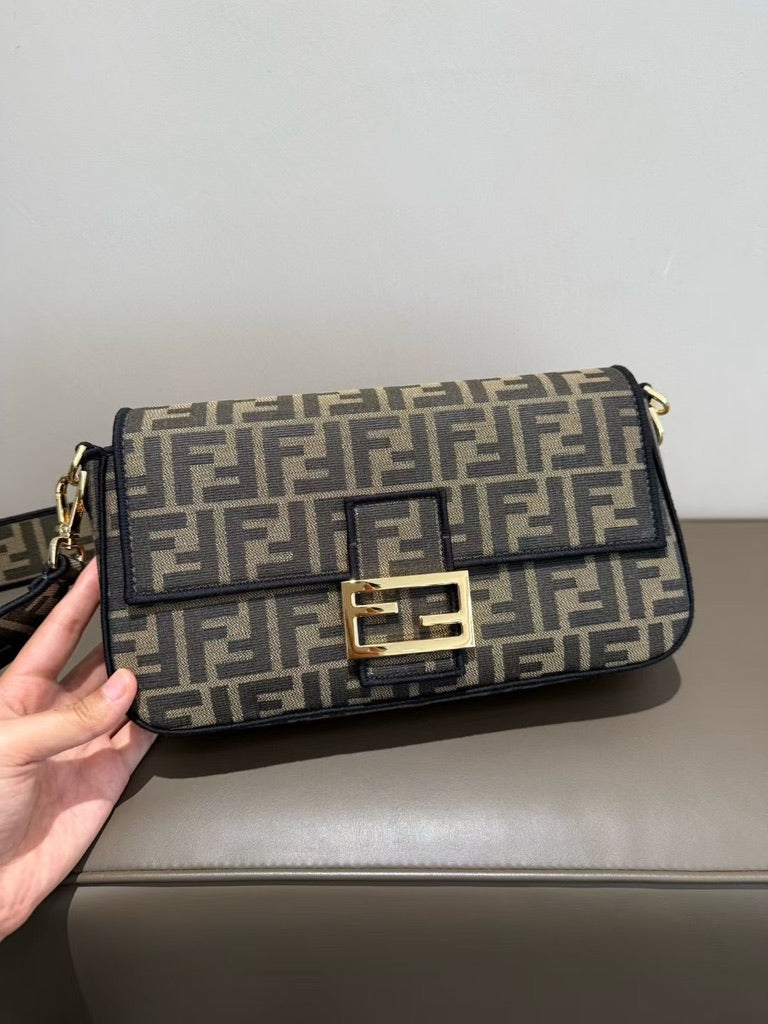 Fendi Medium Size Baguette Fabric Brown