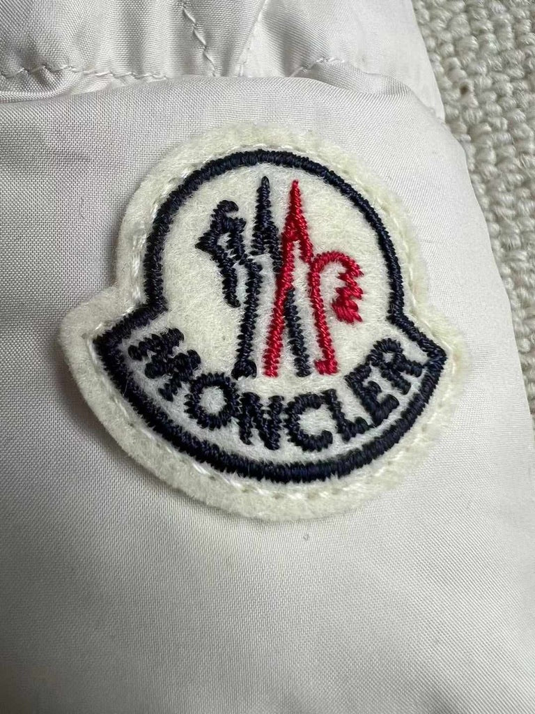 Moncler Barrot Quilted Down Jacket in Off White, Size 4/5