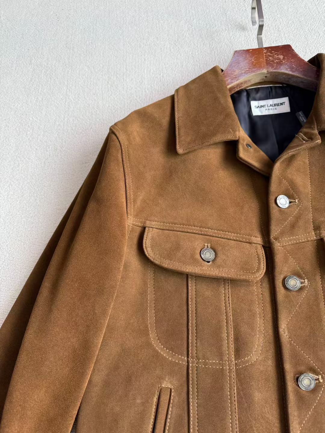 Saint Laurent Suede Leather Jacket, Size 46/48/50/52/54/56