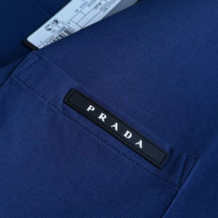 Prada Logo Cotton T-Shirt in Color White or Blue, Size S/M/L/XL/2XL