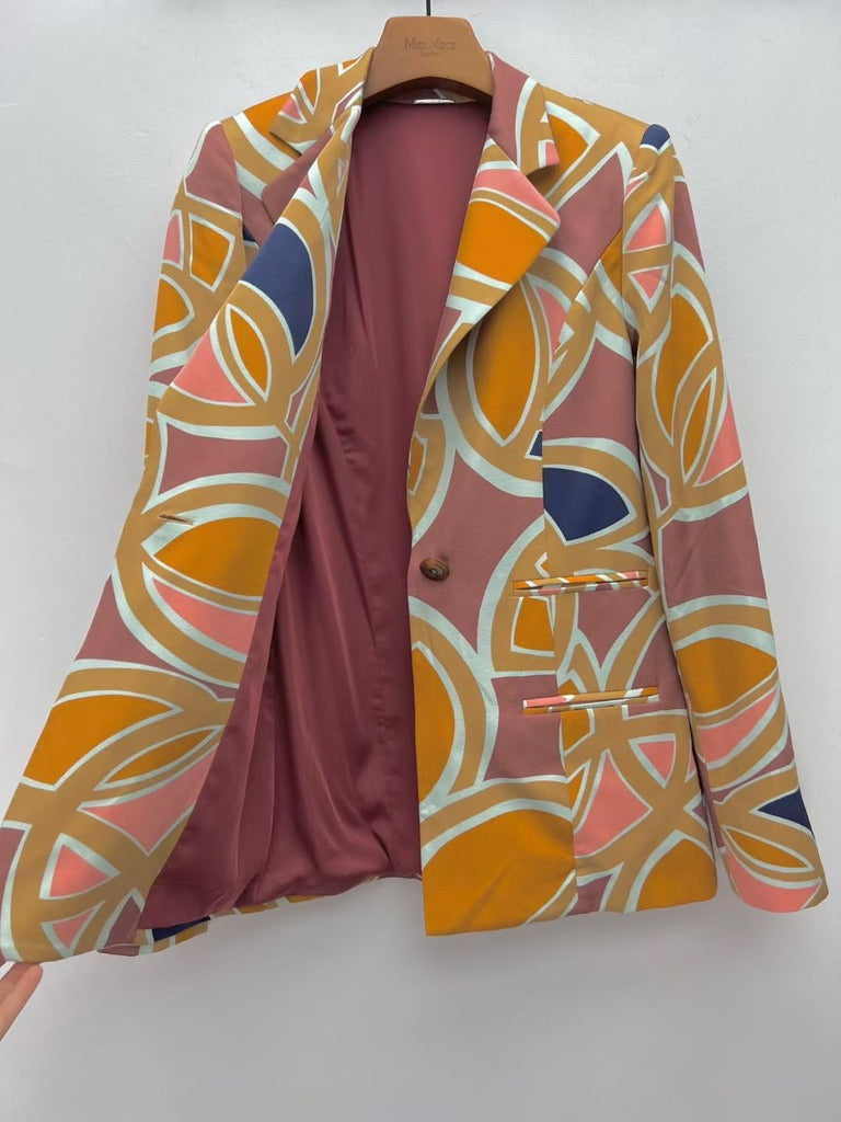Alexis Solari Abstract Twill Blazer in Maroon, Size XS/S/M/L