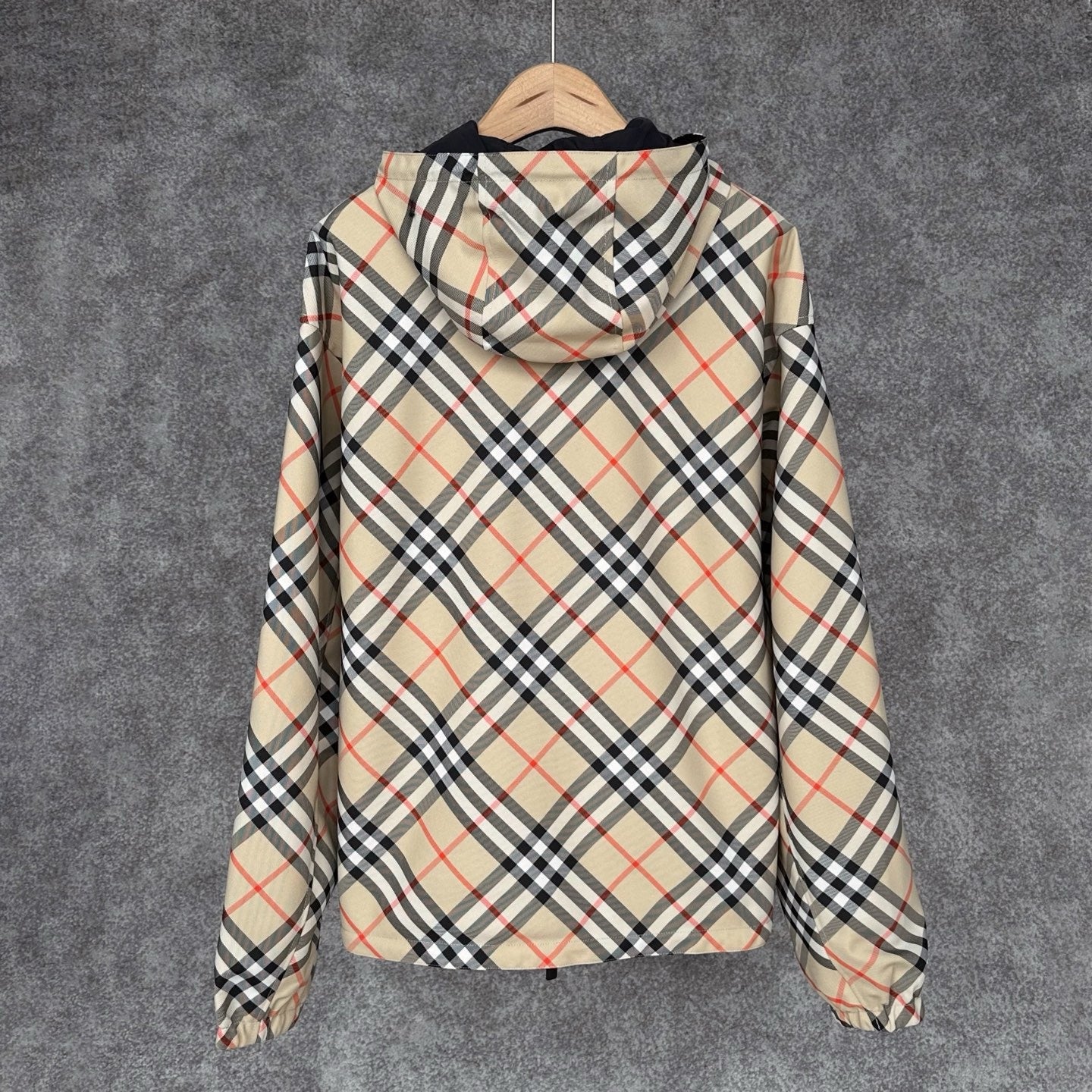 Burberry Reversible Check Jacket in Beige/Blue/Gray, Size XS/S/M/L