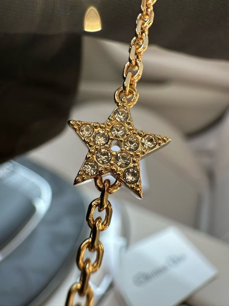 Dior CD Logo Necklace Gold/Pearl