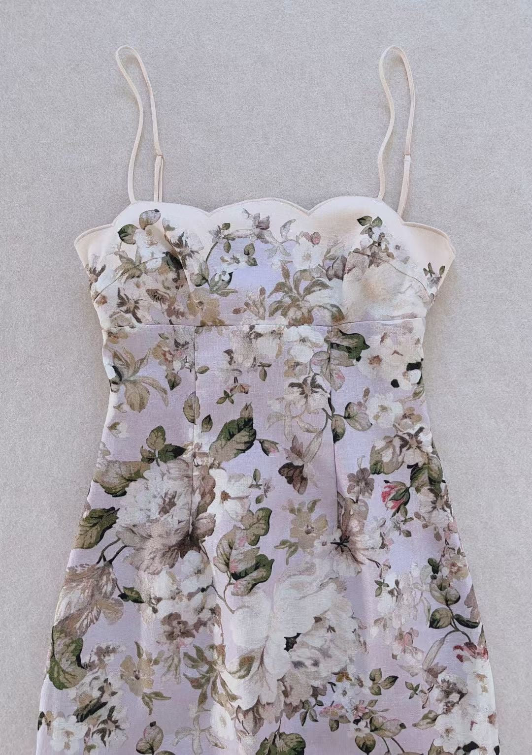 Zimmermann Floral Linen Midi Dress, Size AU 0/1