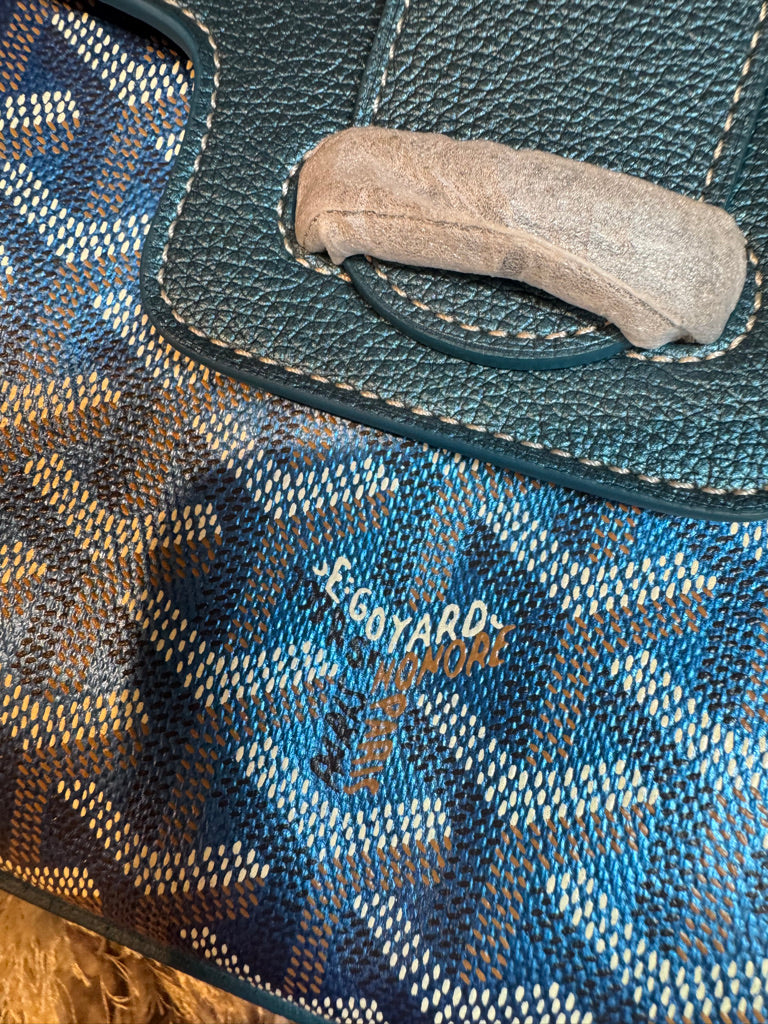 Goyard Mini Saigo Top Handle Bag in Blue (8 x 6.5 x 2.5 in)