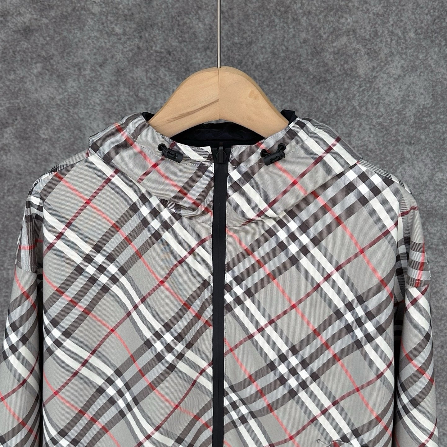 Burberry Reversible Check Jacket in Beige/Blue/Gray, Size XS/S/M/L