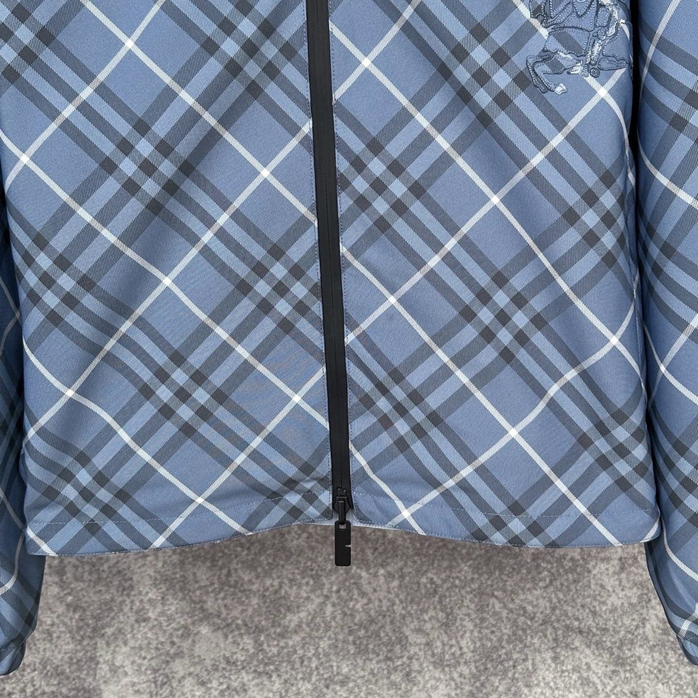 Burberry Reversible Check Jacket in Beige/Blue/Gray, Size XS/S/M/L