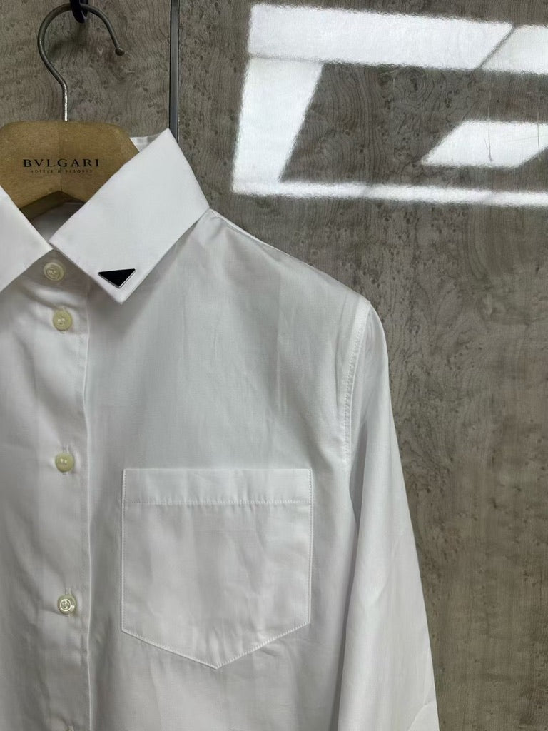 Prada Women White Cotton Poplin Dress Shirt, Size FR 36/38/40/42