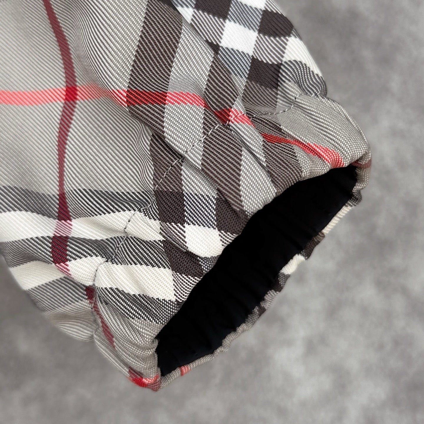 Burberry Reversible Check Jacket in Beige/Blue/Gray, Size XS/S/M/L