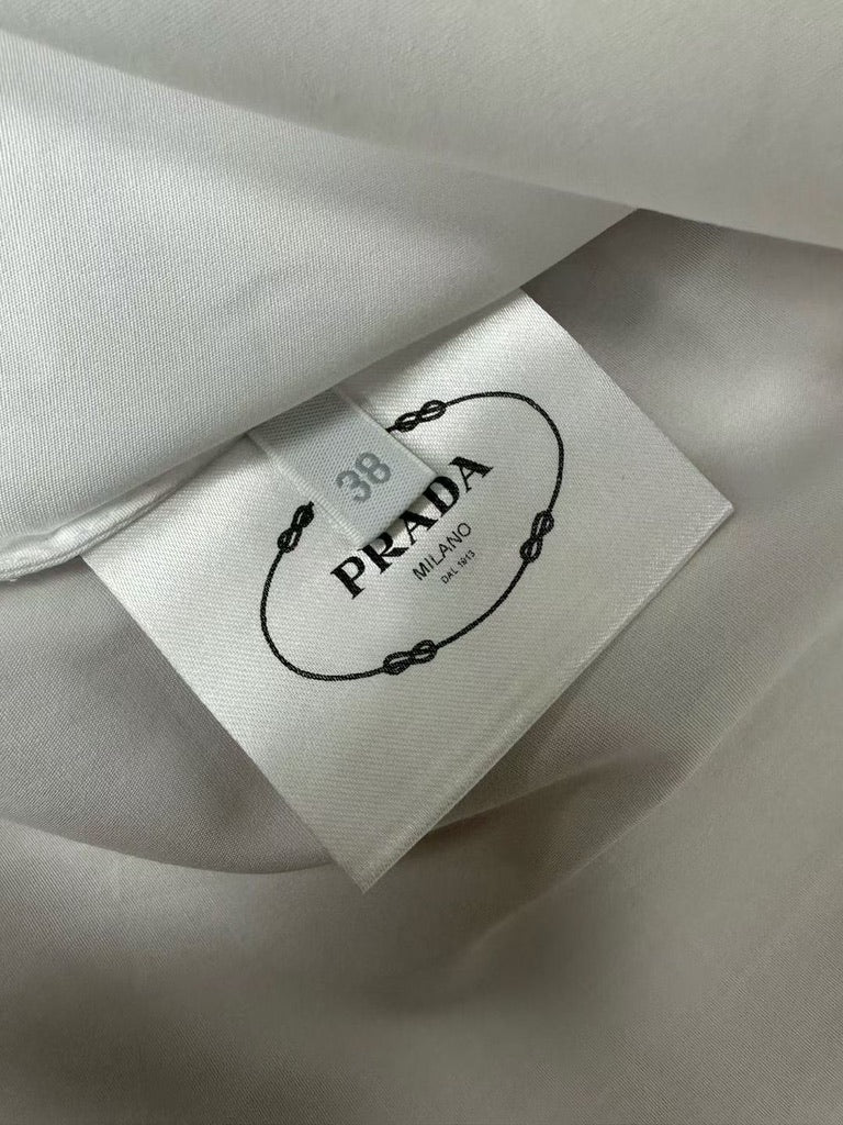 Prada Women White Cotton Poplin Dress Shirt, Size FR 36/38/40/42