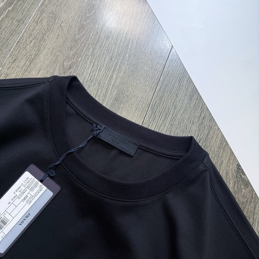 Prada Logo Cotton T-Shirt in Black, Size S