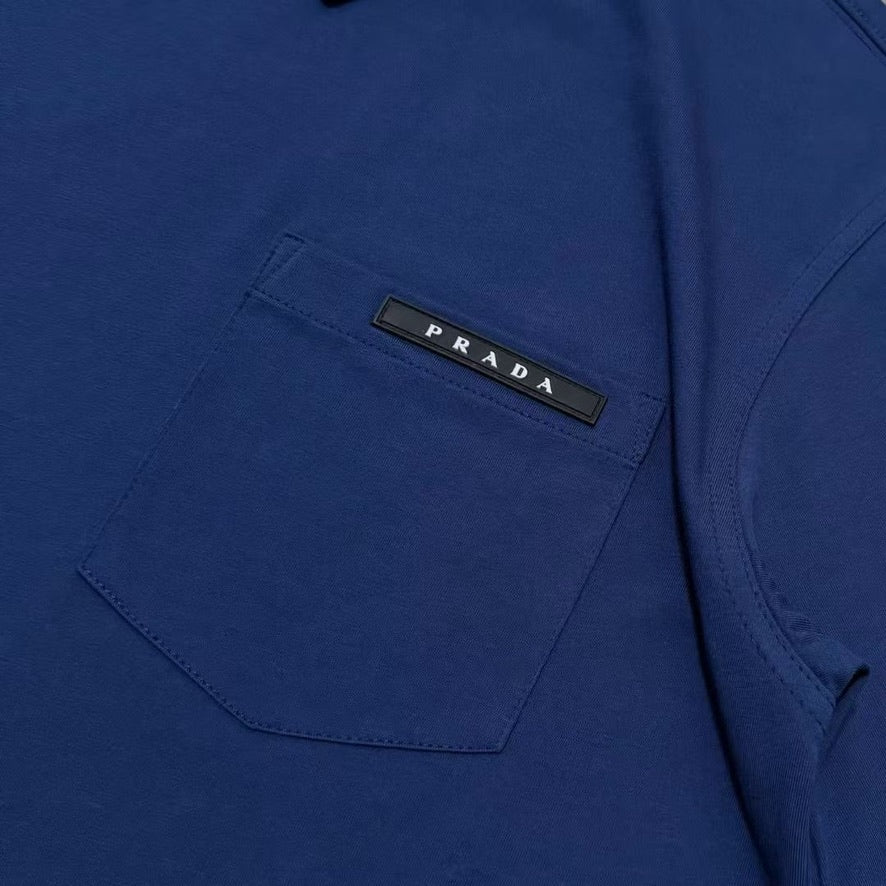 Prada Logo Cotton T-Shirt in Color White or Blue, Size S/M/L/XL/2XL