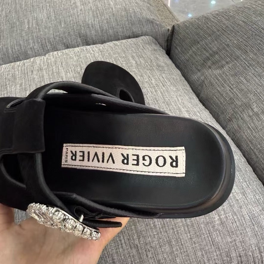 Roger Vivier Slidy Viv' Strass Buckle Mules, Size 35/36/37/38/39