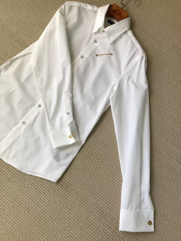 Tom Ford Slim-Fit Pinned-Collar Double-Cuff Cotton-Poplin Shirt, Size 39/40/41/42