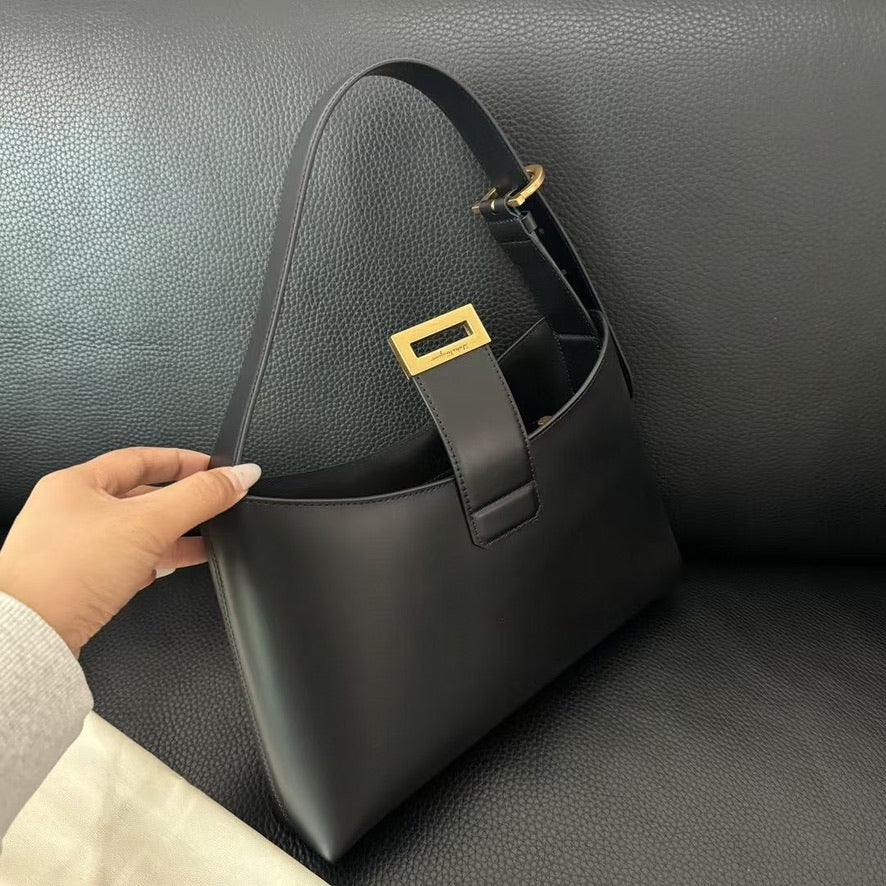 Ferragamo Trifolio Small Leather Shoulder Bag in Black