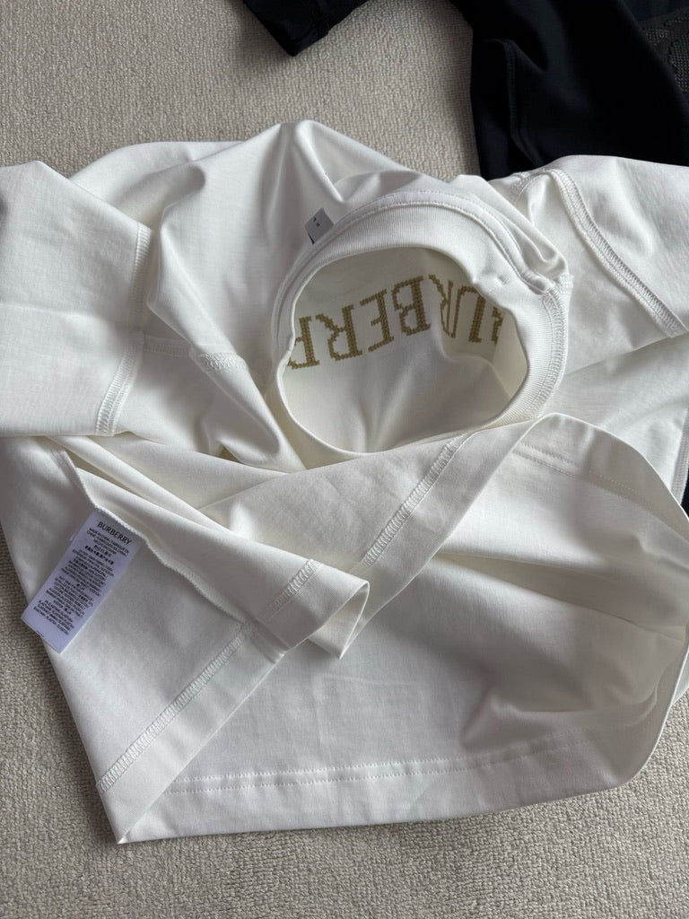 Burberry Cross Stitch EKD Cotton T-Shirt in White or Black, Size S/M/L/XL
