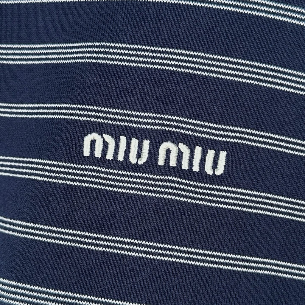 Miu Miu Blue/White Striped Zipper Shirt, Size S/M/L