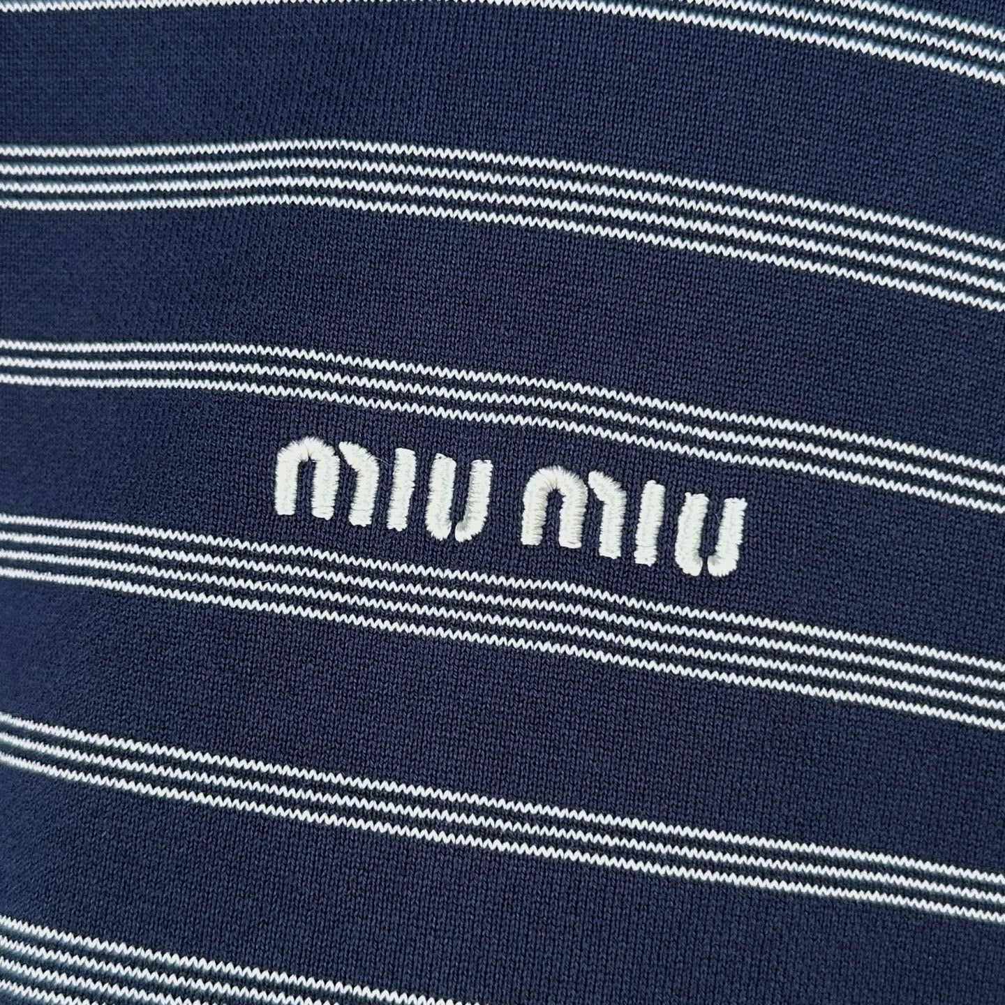 Miu Miu Blue/White Striped Zipper Shirt, Size S/M/L