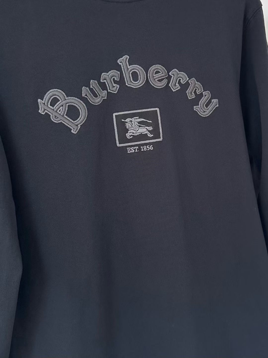 Burberry Long Sleeve Gothic Logo Cotton T-Shirt in Black