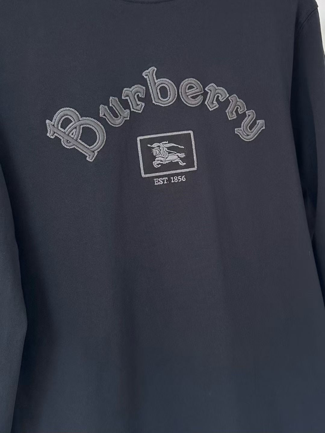 Burberry Long Sleeve Gothic Logo Cotton T-Shirt in Black