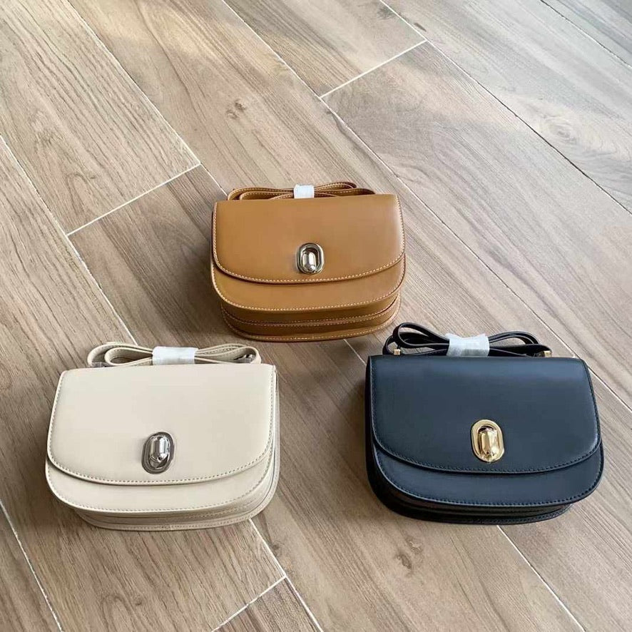 Savette Tondo 22 Leaher Shoulder Bag in Brown/Beige/Black