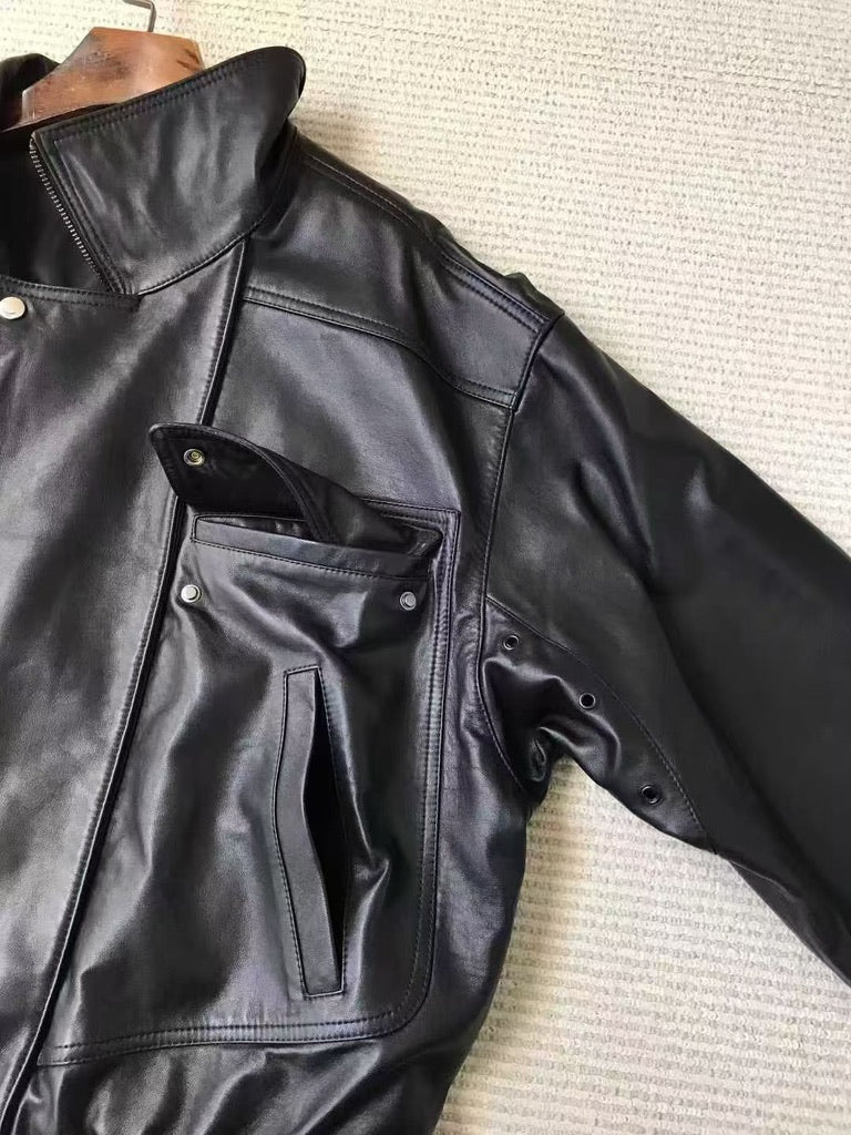 Saint Laurent Bomber Jacket in Grained Leather, Size 36/38/40