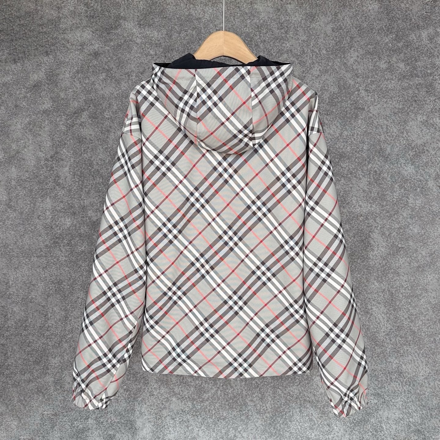 Burberry Reversible Check Jacket in Beige/Blue/Gray, Size XS/S/M/L